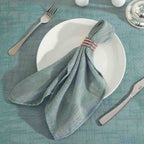 5 Pack Faux Linen 20"x20" Napkins Dusty Blue - Slubby Textured & Wrinkle Resistant Cloth Napkins