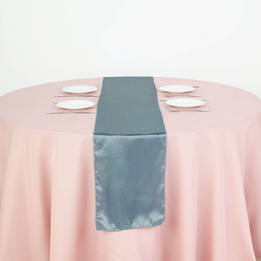Satin 12"x108" Table Runner Dusty Blue - Stylish Table Linen