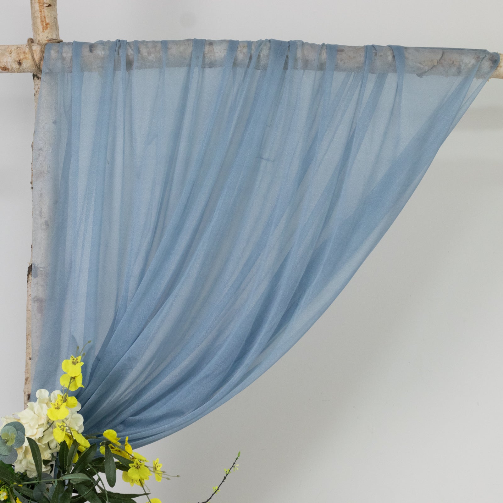 Dusty Blue Sheer Backdrop Drape â€“ 5ft x 14ft Wedding Arch & Ceiling Decor Panel, Wrinkle Free with Soft Shimmer - Bell Racket Store