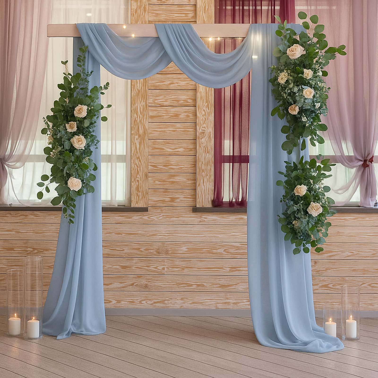 Dusty Blue Sheer Backdrop Drape â€“ 5ftx32ft Wedding Arch & Ceiling Decor Panel, Wrinkle Free with Soft Shimmer - Bell Racket Store