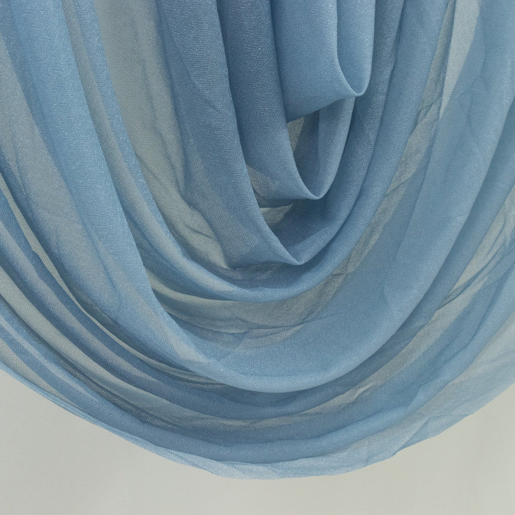 Dusty Blue Sheer Chiffon Valance Curtain 4ft x 5ft â€“ Wedding Arch Drape with Rod Pocket, Voile Backdrop Panel - Bell Racket Store