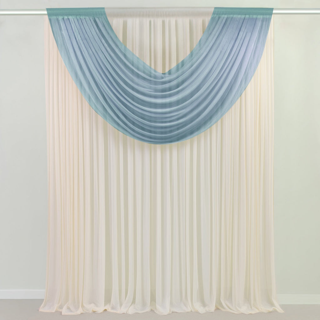 Dusty Blue Sheer Chiffon Valance Curtain 4ft x 5ft â€“ Wedding Arch Drape with Rod Pocket, Voile Backdrop Panel - Bell Racket Store