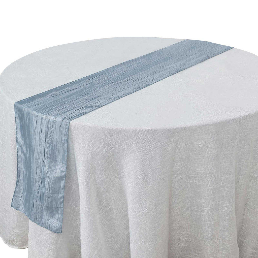 Taffeta 12"x108" Table Runner Dusty Blue - Accordion Crinkle Design