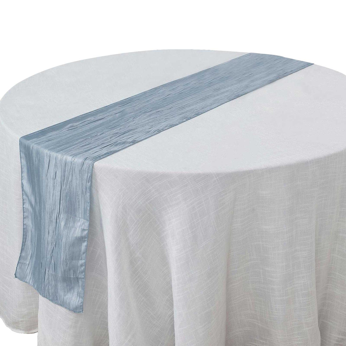 Taffeta 12"x108" Table Runner Dusty Blue - Accordion Crinkle Design