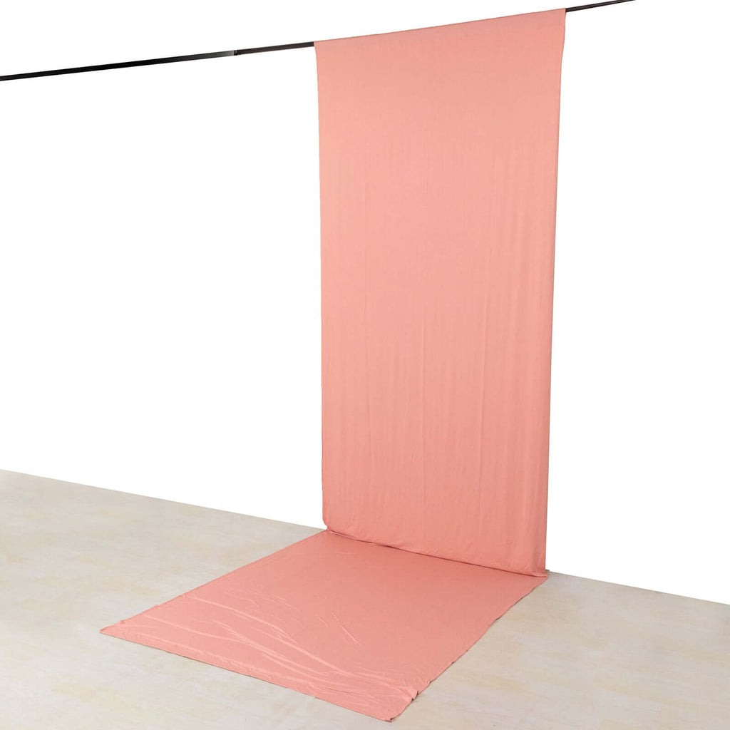 Dusty Rose 4 - Way Stretch Spandex Event Curtain Drapes, Wrinkle Free Backdrop Event Panel with Rod Pockets - 5ftx16ft - Bell Racket Store