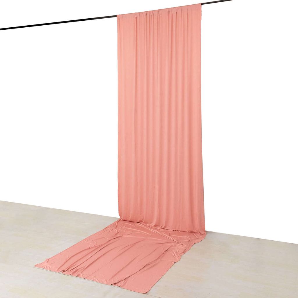 Dusty Rose 4 - Way Stretch Spandex Event Curtain Drapes, Wrinkle Free Backdrop Event Panel with Rod Pockets - 5ftx16ft - Bell Racket Store