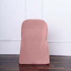 Polyester Slip On Folding Chair Covers Dusty Rose - Stain-Resistant Reusable Durable Fabric