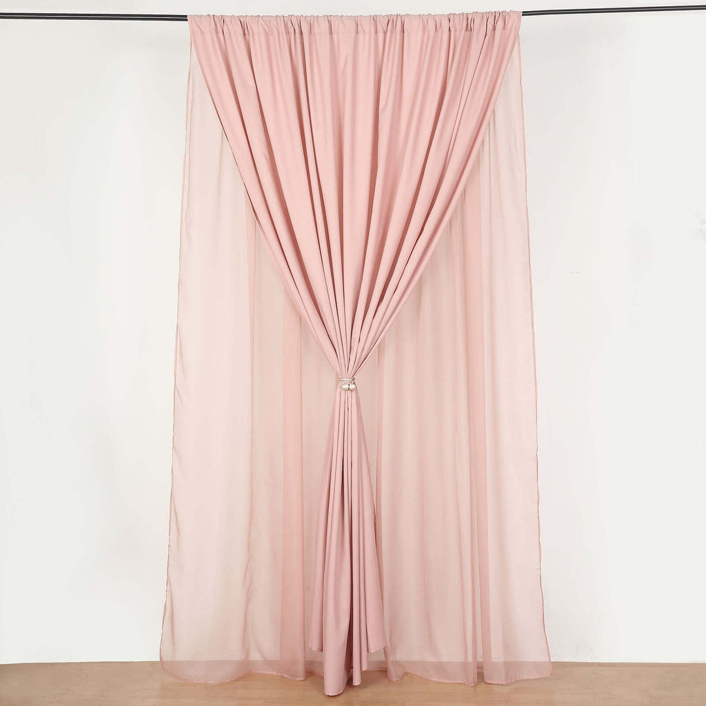 Dusty Rose Chiffon Polyester Event Curtain Drapes, Dual Layer Divider Backdrop Curtain Panels with Rod Pockets - 10ftx10ft - Bell Racket Store