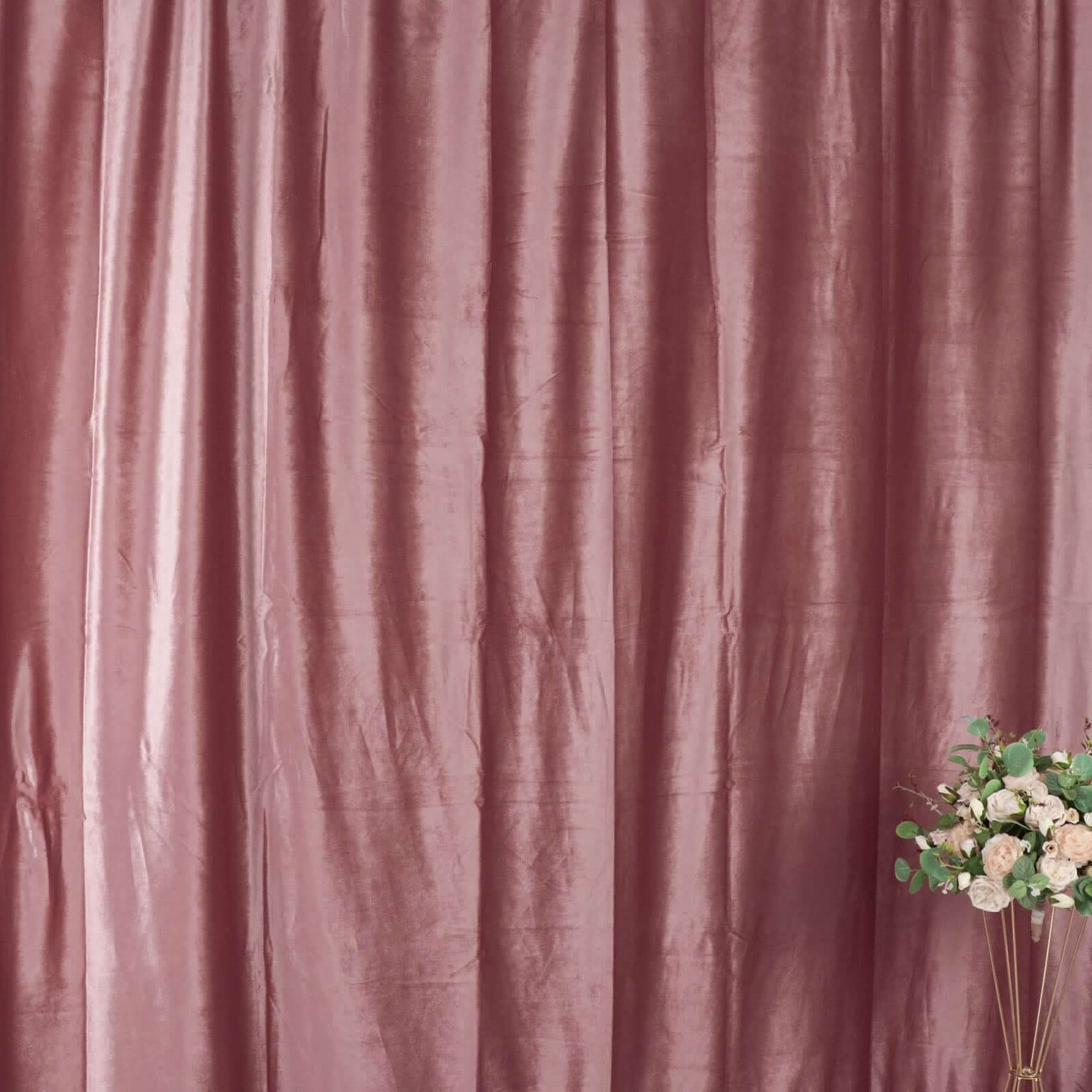 Dusty Rose Crushed Velvet Backdrop Curtain â€“ 8ft x 8ft Event Drape with Rod Pocket, Privacy Panel for Photo Booths & Events - Bell Racket Store