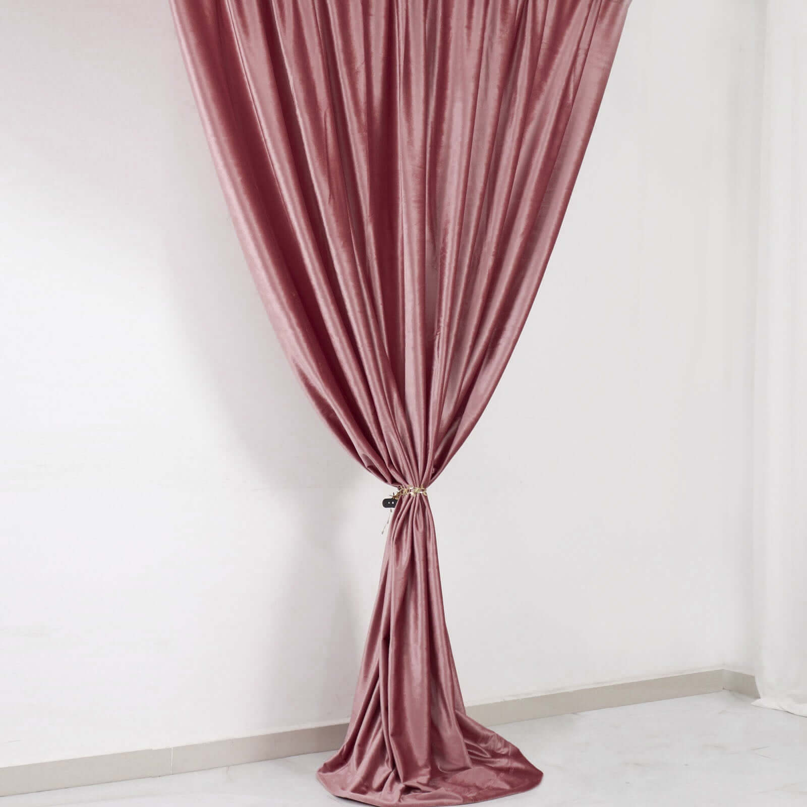 Dusty Rose Crushed Velvet Backdrop Curtain â€“ 8ft x 8ft Event Drape with Rod Pocket, Privacy Panel for Photo Booths & Events - Bell Racket Store
