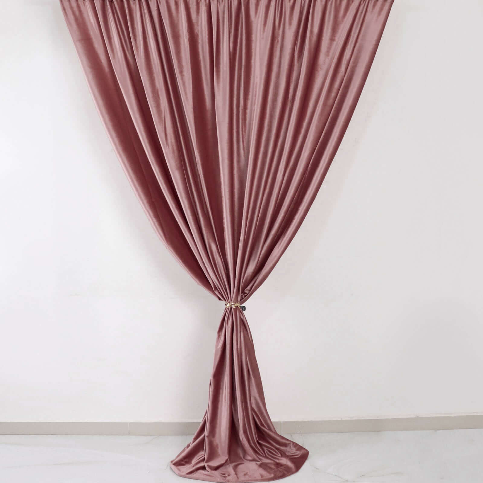 Dusty Rose Crushed Velvet Backdrop Curtain â€“ 8ft x 8ft Event Drape with Rod Pocket, Privacy Panel for Photo Booths & Events - Bell Racket Store