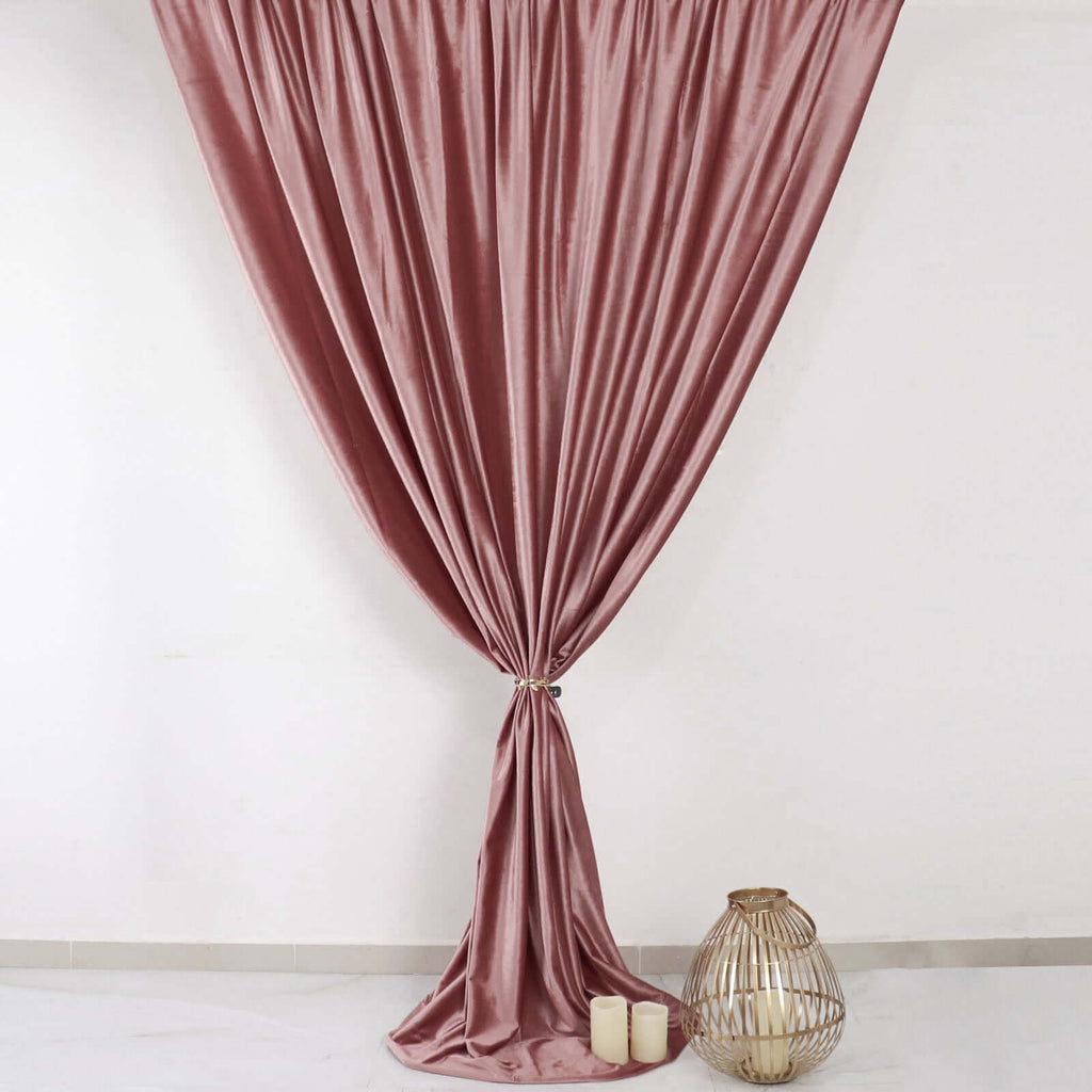 Dusty Rose Crushed Velvet Backdrop Curtain â€“ 8ft x 8ft Event Drape with Rod Pocket, Privacy Panel for Photo Booths & Events - Bell Racket Store
