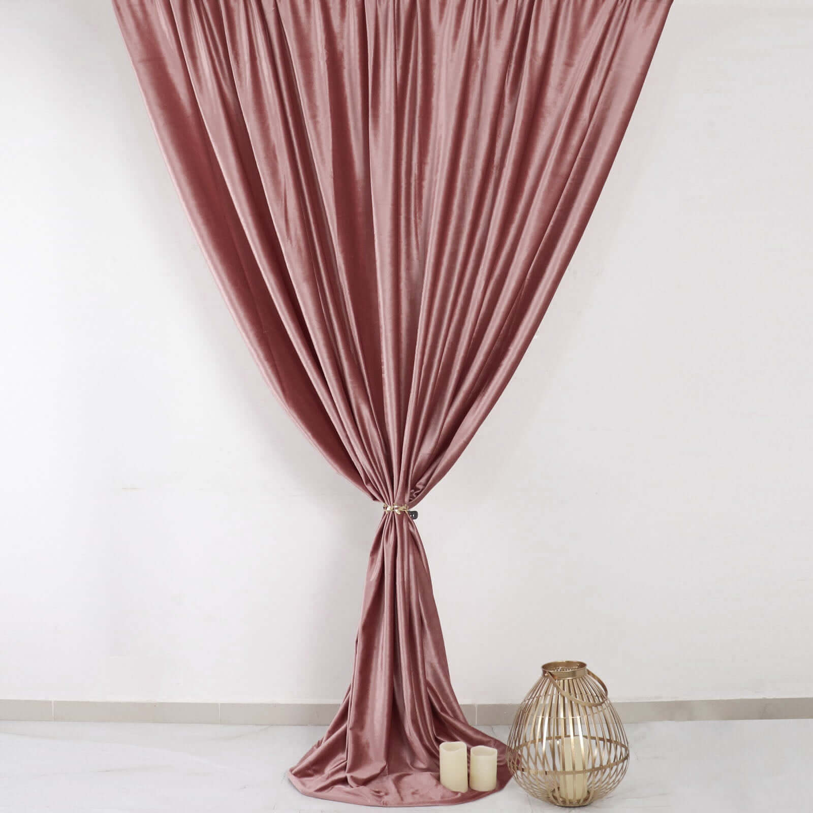 Dusty Rose Crushed Velvet Backdrop Curtain â€“ 8ft x 8ft Event Drape with Rod Pocket, Privacy Panel for Photo Booths & Events - Bell Racket Store