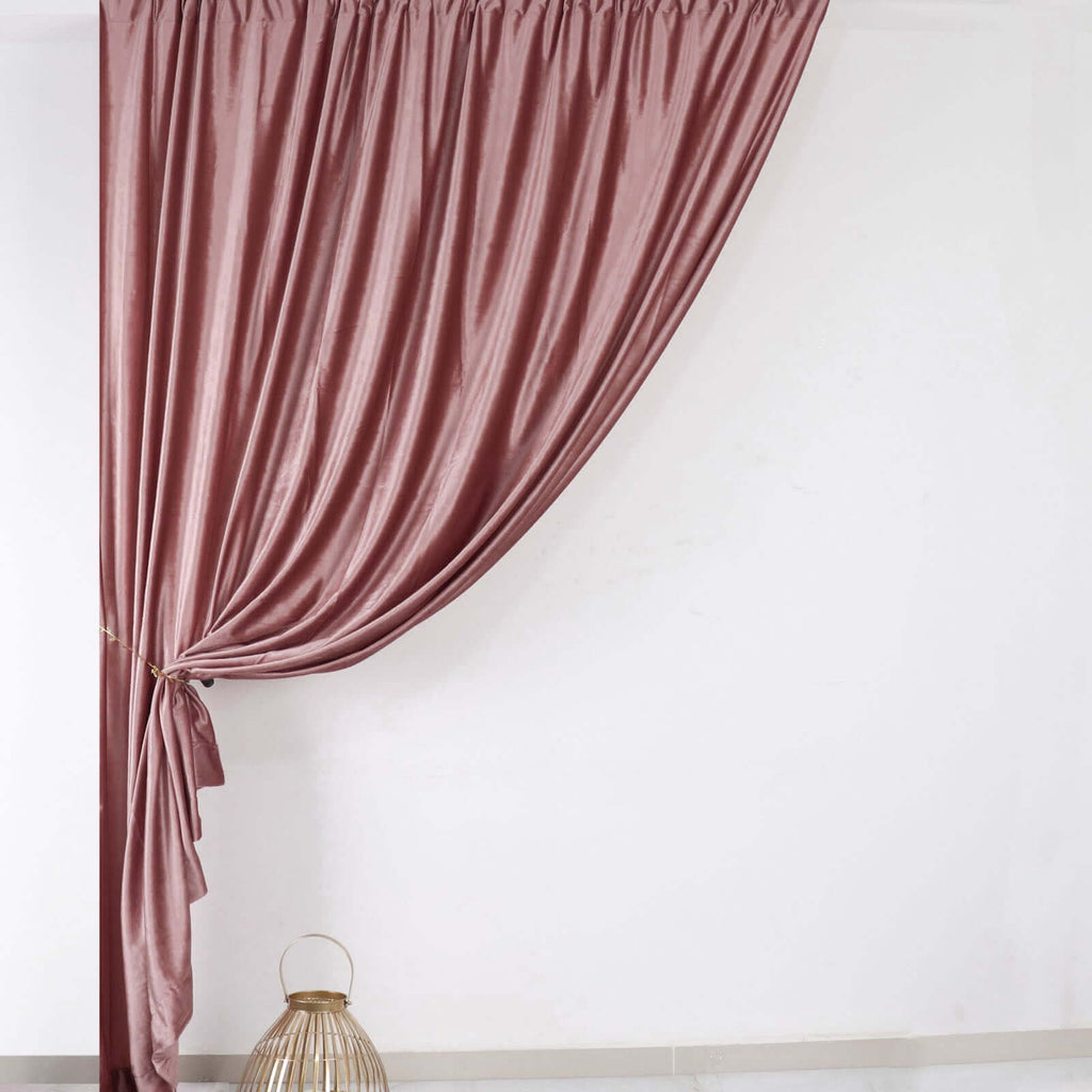 Dusty Rose Crushed Velvet Backdrop Curtain â€“ 8ft x 8ft Event Drape with Rod Pocket, Privacy Panel for Photo Booths & Events - Bell Racket Store