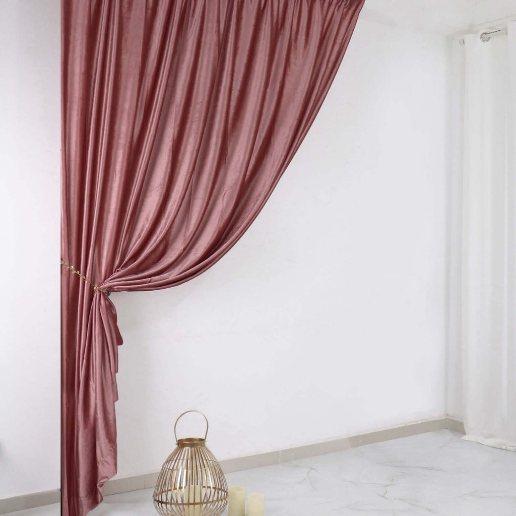 Dusty Rose Crushed Velvet Backdrop Curtain â€“ 8ft x 8ft Event Drape with Rod Pocket, Privacy Panel for Photo Booths & Events - Bell Racket Store