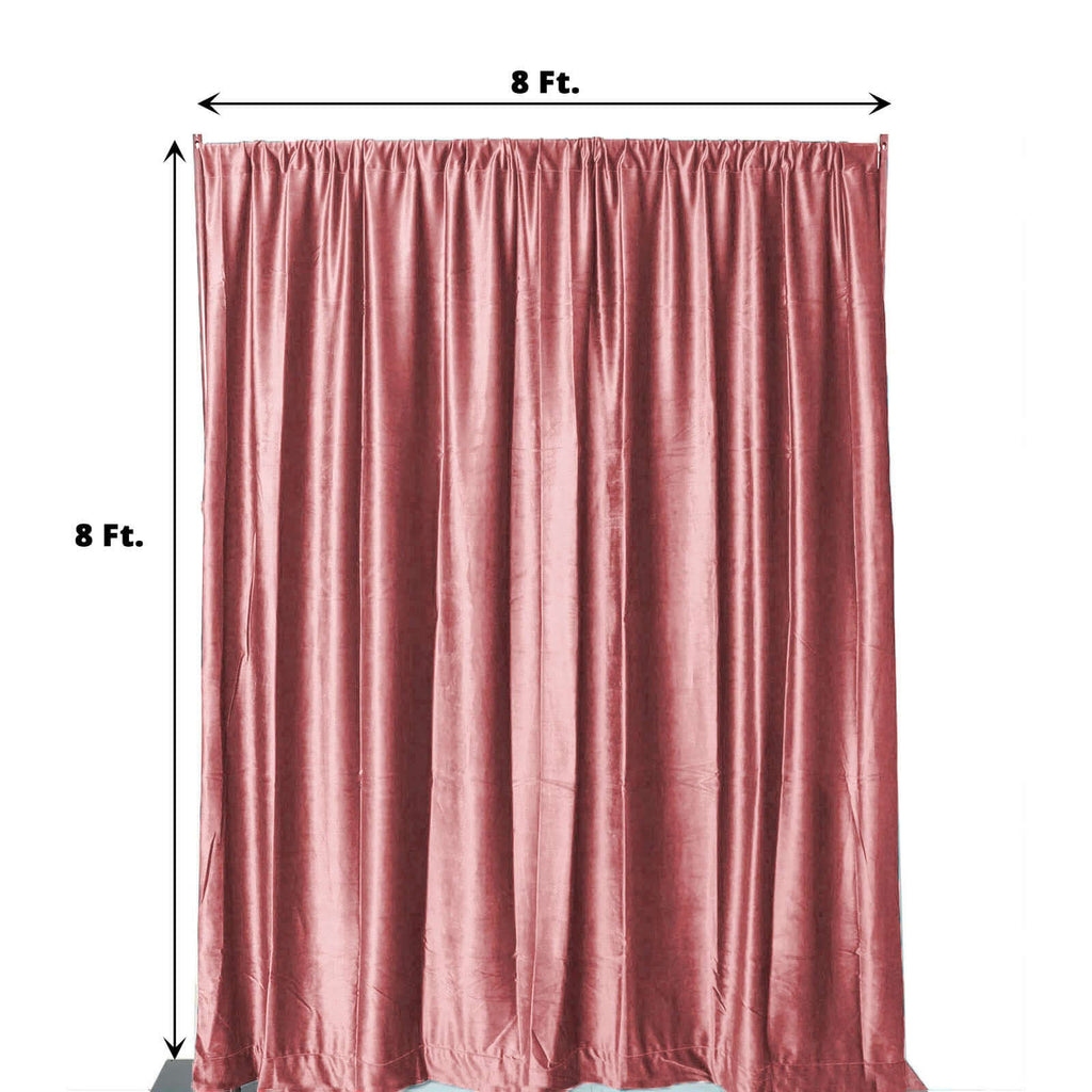 Dusty Rose Crushed Velvet Backdrop Curtain â€“ 8ft x 8ft Event Drape with Rod Pocket, Privacy Panel for Photo Booths & Events - Bell Racket Store
