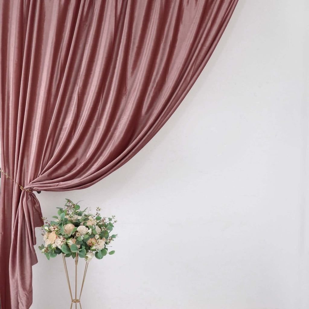 Dusty Rose Crushed Velvet Backdrop Curtain â€“ 8ft x 8ft Event Drape with Rod Pocket, Privacy Panel for Photo Booths & Events - Bell Racket Store