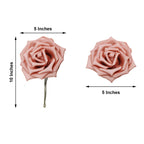 24 Roses 5" Dusty Rose Artificial Foam Flowers With Stem Wire and Leaves