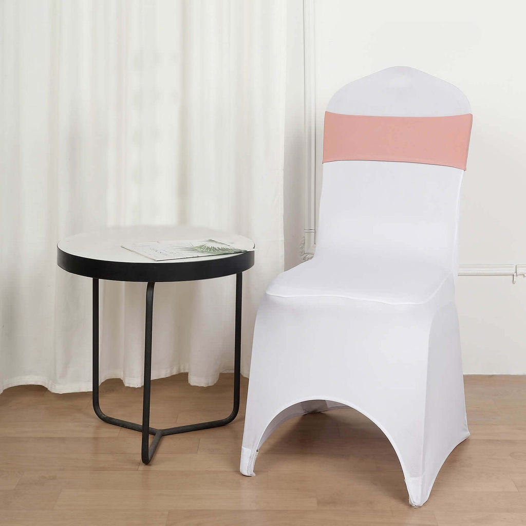 5 Pack Stretch Spandex Chair Sashes Dusty Rose - Fitted Finish Two Ply Heavy Duty Chair Bands 5"x12"