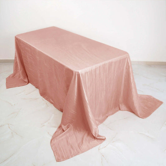 Taffeta 90"x132" Rectangle Tablecloth Dusty Rose - Seamless Accordion Crinkle Table Cover