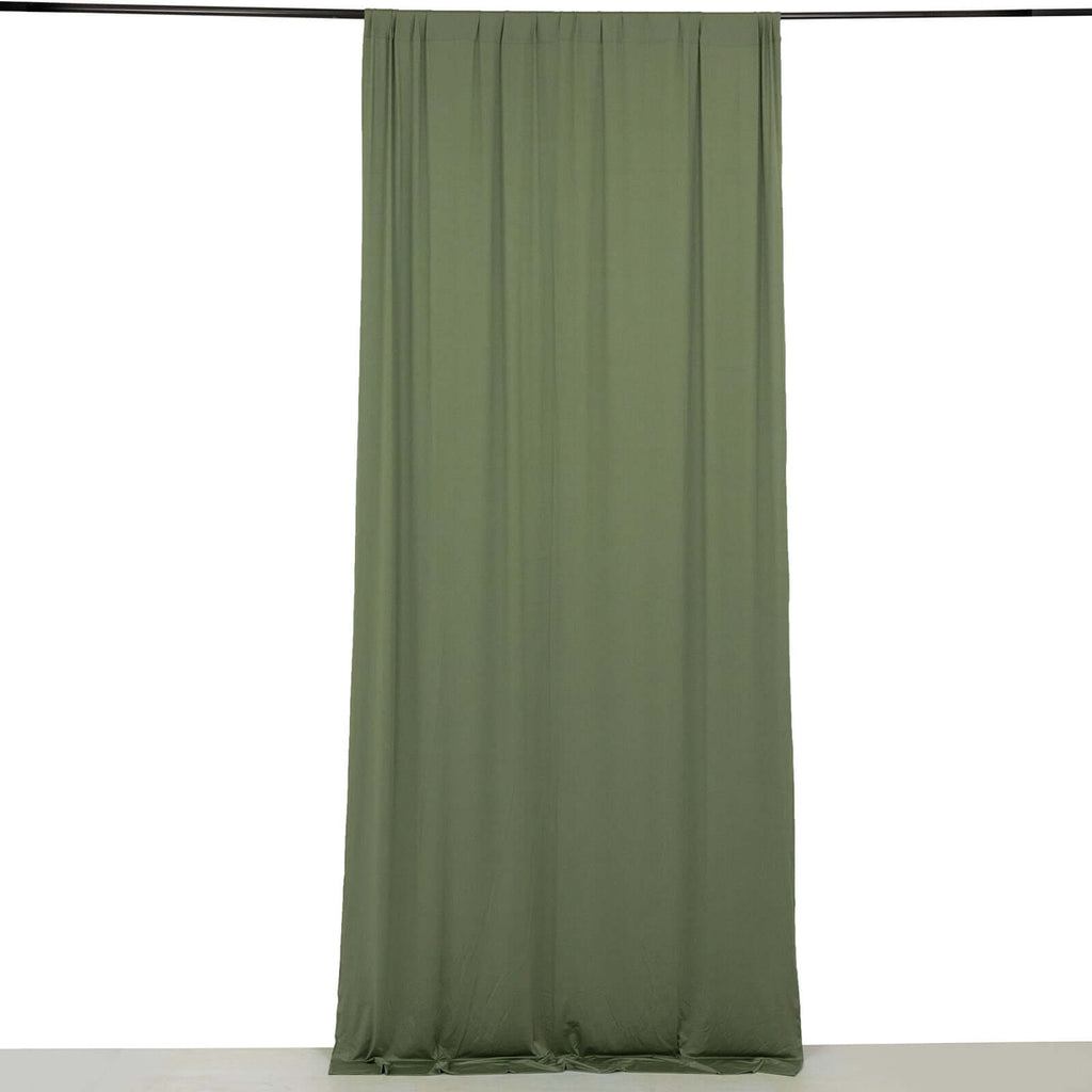 Dusty Sage Green 4 - Way Stretch Spandex Event Curtain Drapes, Wrinkle Free Backdrop Event Panel with Rod Pockets - 5ftx10ft - Bell Racket Store