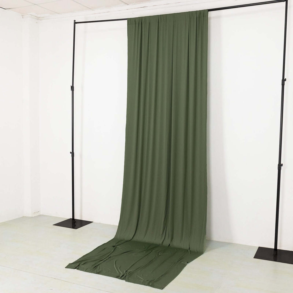 Dusty Sage Green 4 - Way Stretch Spandex Event Curtain Drapes, Wrinkle Free Backdrop Event Panel with Rod Pockets - 5ftx14ft - Bell Racket Store