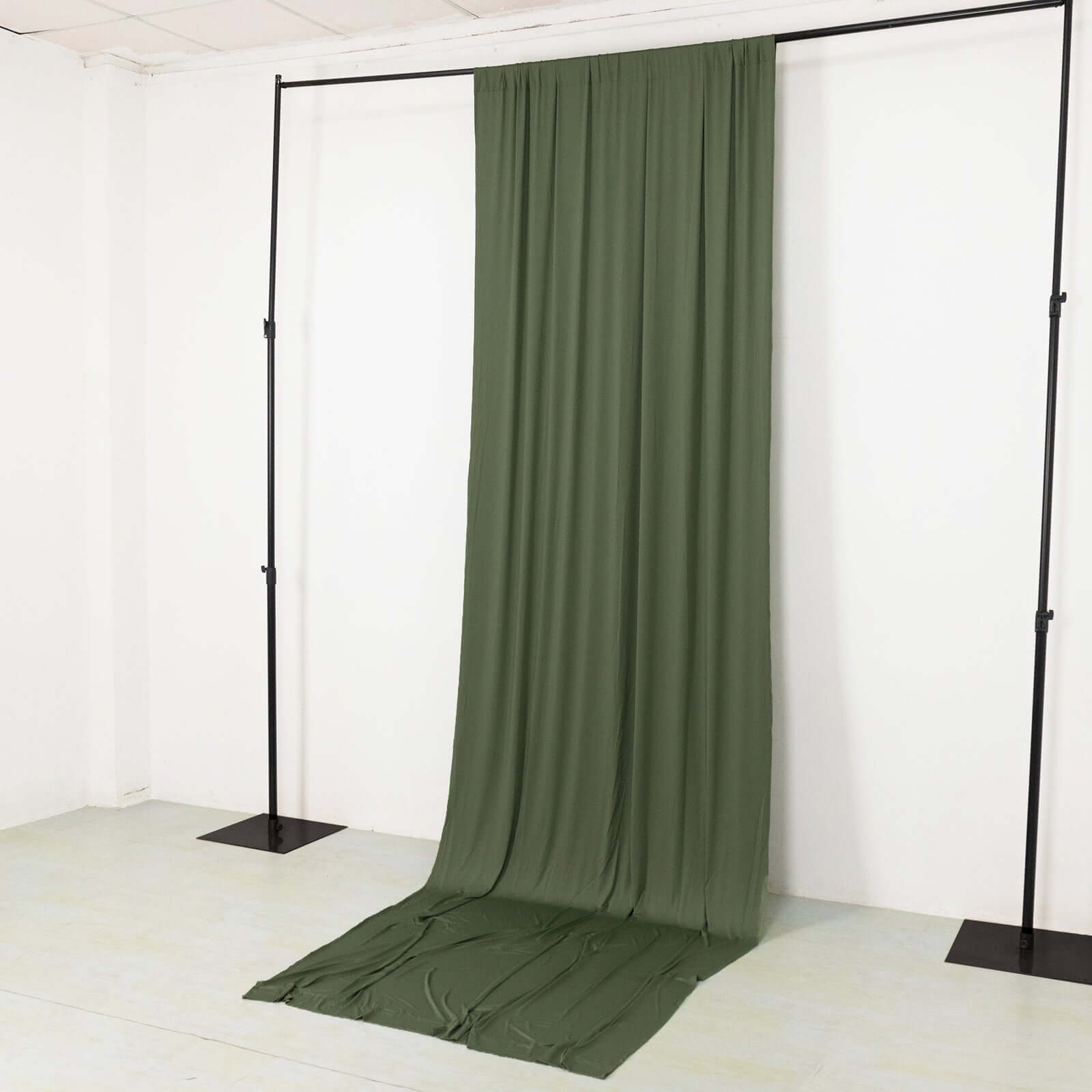 Dusty Sage Green 4 - Way Stretch Spandex Event Curtain Drapes, Wrinkle Free Backdrop Event Panel with Rod Pockets - 5ftx14ft - Bell Racket Store