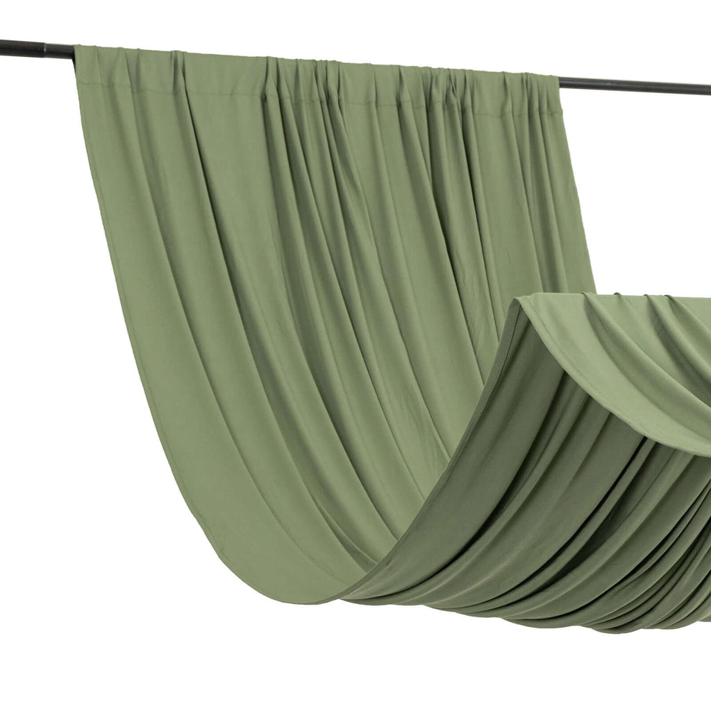 Dusty Sage Green 4 - Way Stretch Spandex Event Curtain Drapes, Wrinkle Free Backdrop Event Panel with Rod Pockets - 5ftx14ft - Bell Racket Store