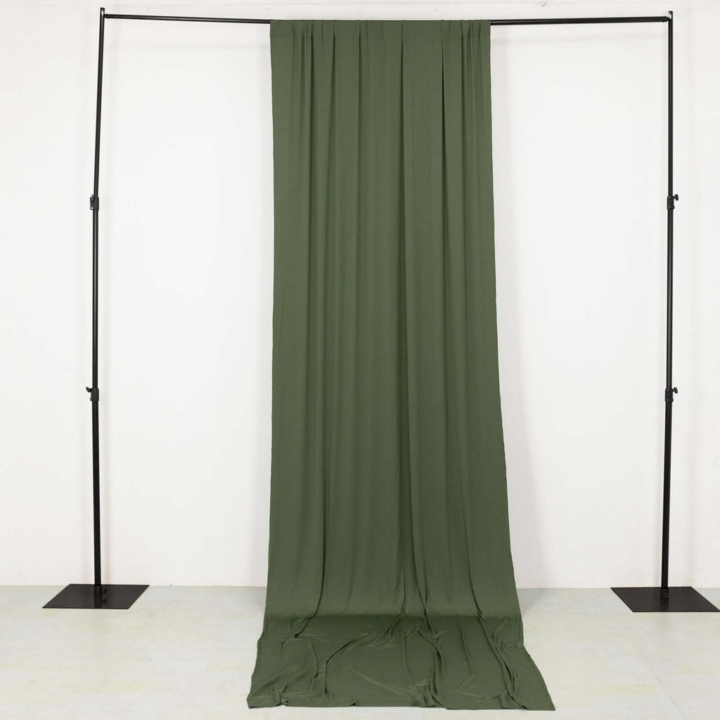 Dusty Sage Green 4 - Way Stretch Spandex Event Curtain Drapes, Wrinkle Free Backdrop Event Panel with Rod Pockets - 5ftx14ft - Bell Racket Store