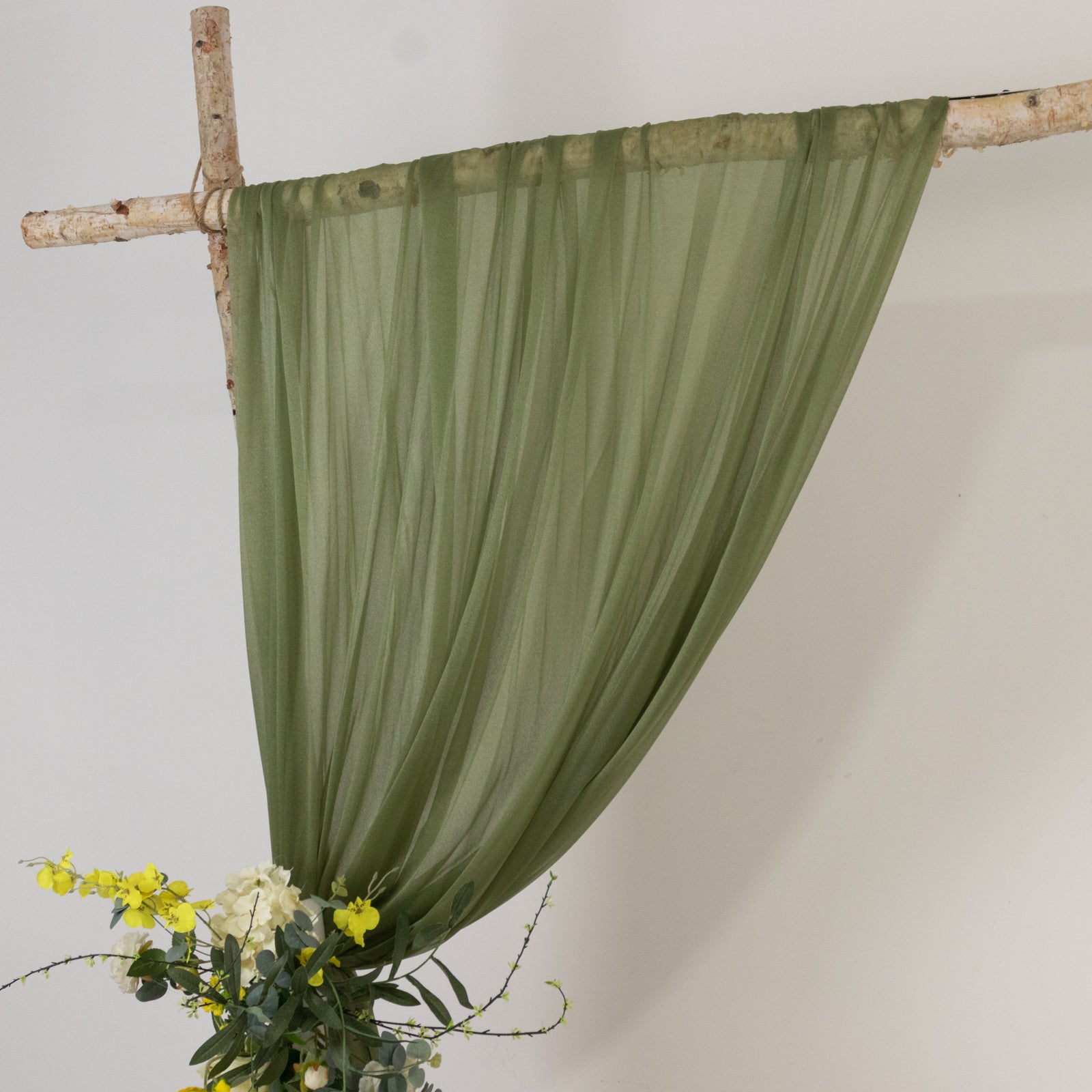 Dusty Sage Green Sheer Backdrop Drape â€“ 5ft x 14ft Wedding Arch & Ceiling Decor Panel, Wrinkle Free with Soft Shimmer - Bell Racket Store