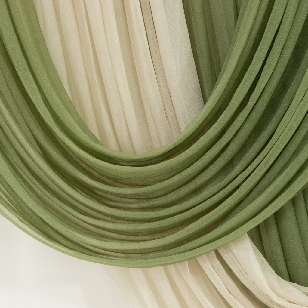 Dusty Sage Green Sheer Chiffon Valance Curtain 4ft x 5ft â€“ Wedding Arch Drape with Rod Pocket, Voile Backdrop Panel - Bell Racket Store
