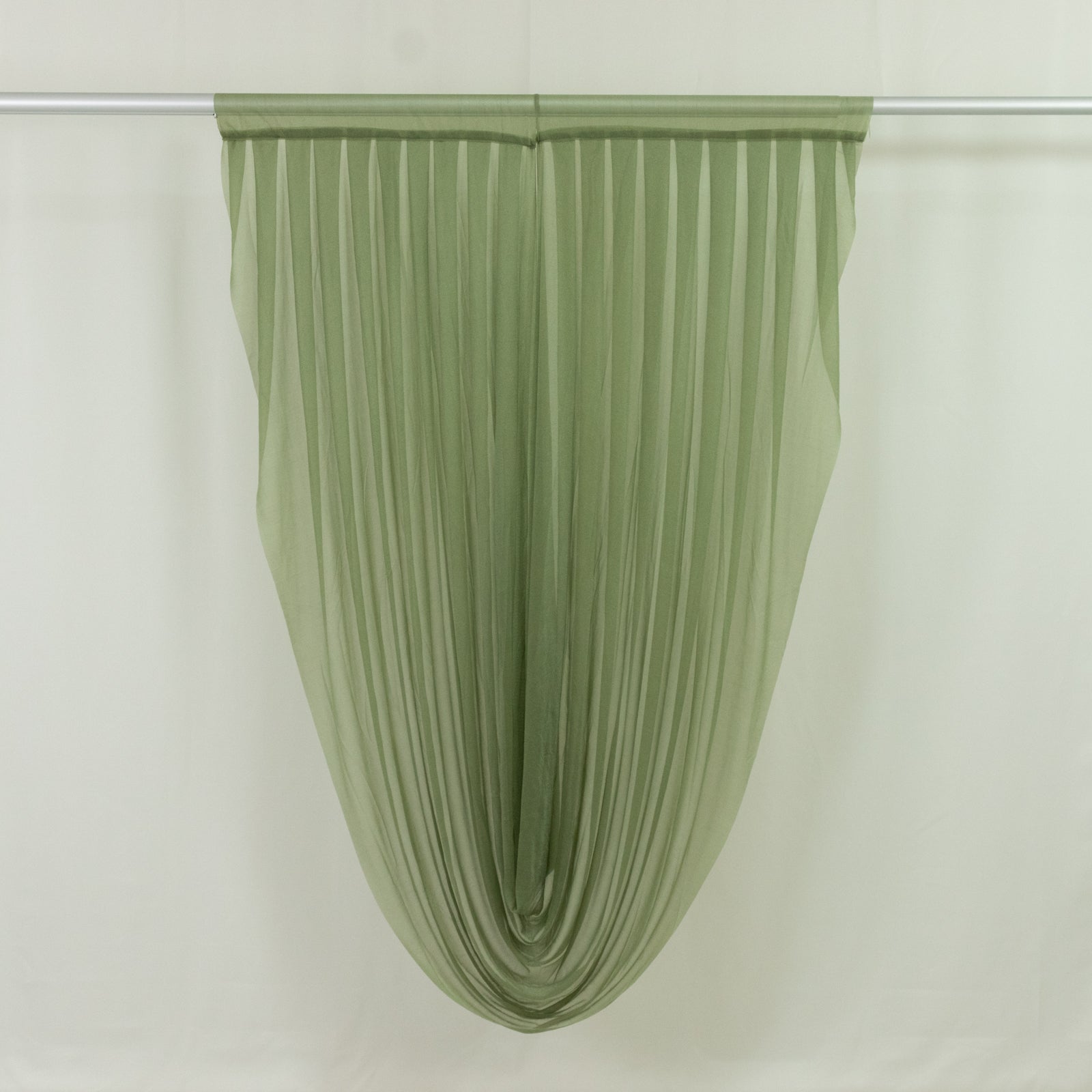 Dusty Sage Green Sheer Chiffon Valance Curtain 4ft x 6ft â€“ Wedding Arch Drape with Rod Pocket, Voile Backdrop Panel - Bell Racket Store