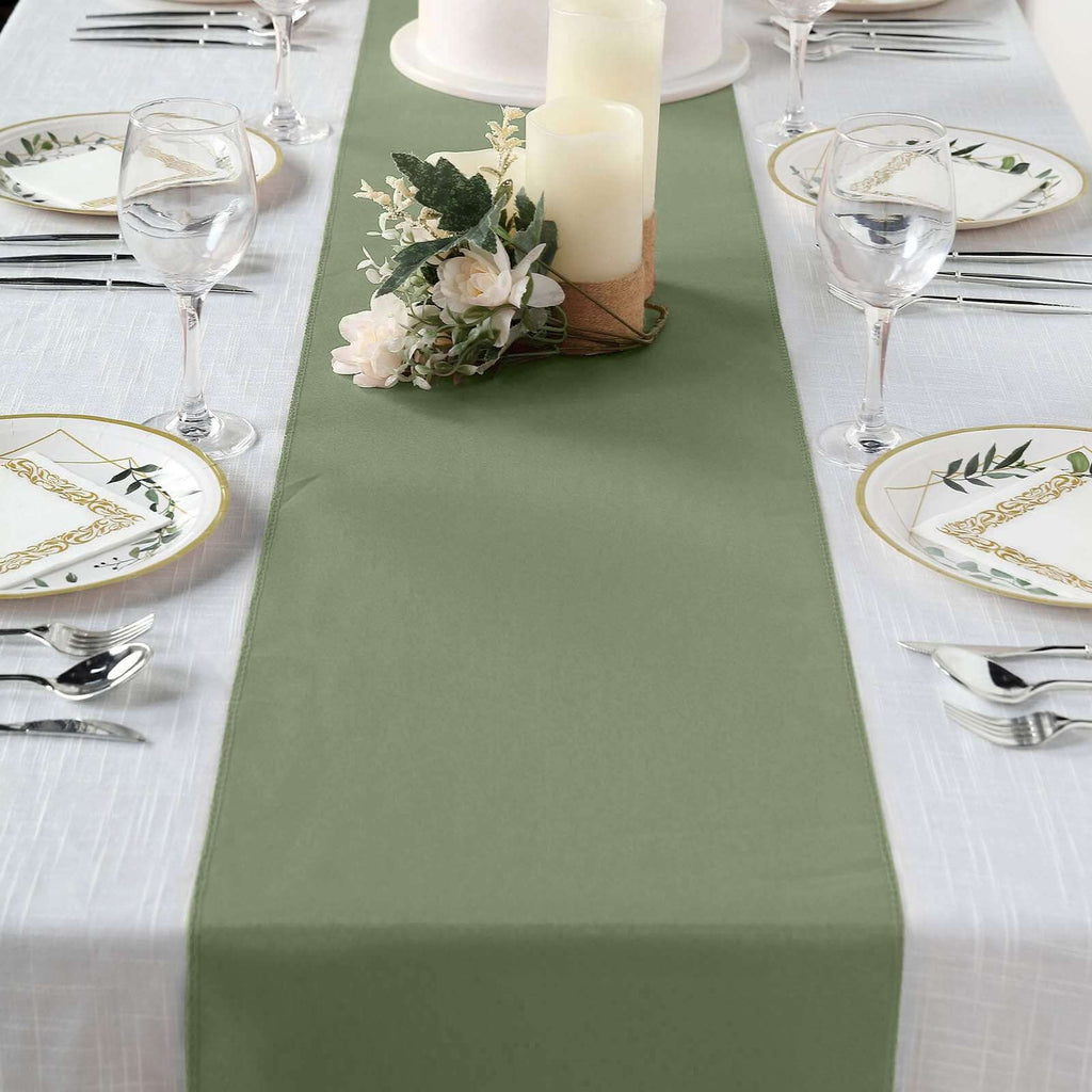 Polyester 12"x108" Table Runner Dusty Sage Green - Durable & Wrinkle-Resistant Table Decor