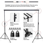 8ftX10ft Metal Triple Crossbar Adjustable Photography Backdrop Stand
