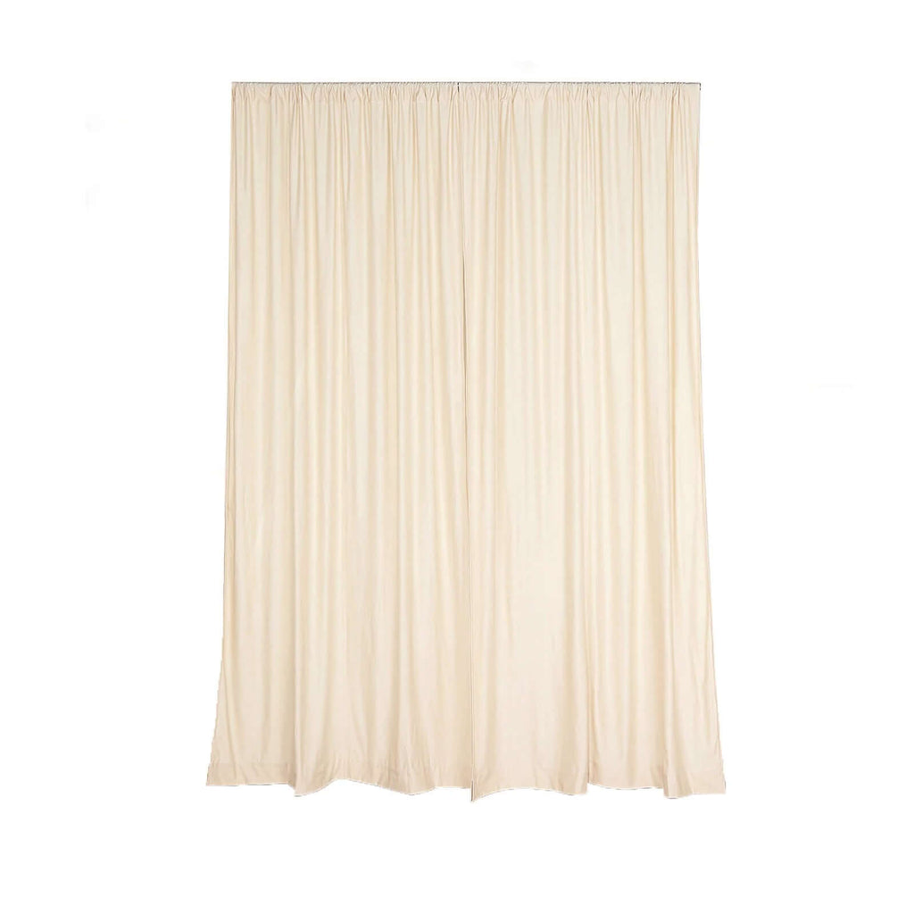 2 Pack Beige Scuba Polyester Event Curtain Drapes, Durable Flame Resistant Backdrop Event Panels Wrinkle Free with Rod Pockets - 10ftx10ft