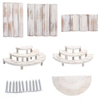 Set of 3 Wooden Dessert Pedestals Rustic Whitewashed 3-Tier Semicircle Design - Half Moon Cupcake Display Risers 7", 13", 18"