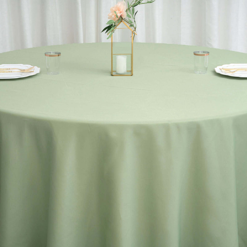 Polyester 120" Round Tablecloth Sage Green - Seamless Wrinkle-Resistant Table Cover