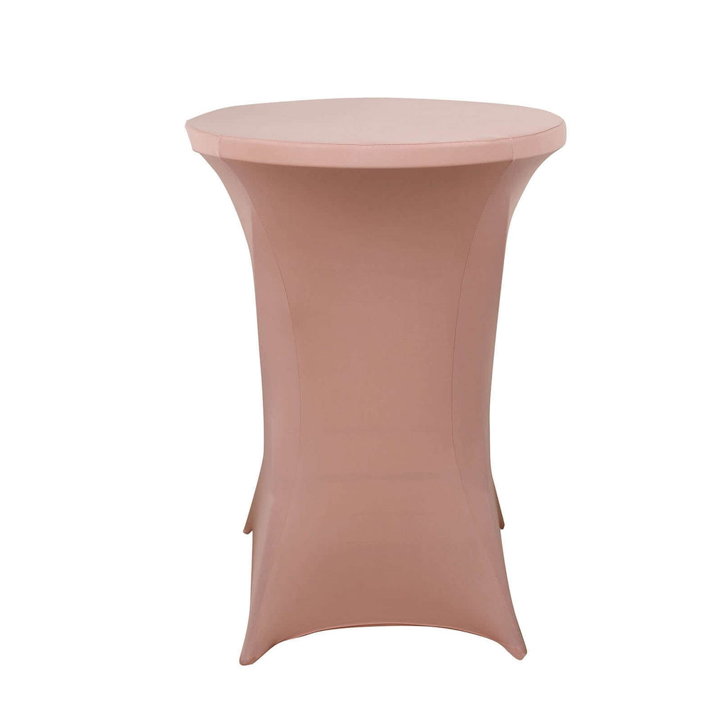 Spandex 30" Round Cocktail Table Cover Dusty Rose - Easy to Maintain Stretch Fitted Highboy Tablecloth