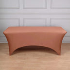 Stretch Spandex 96"x30" Rectangle Table Cover Terracotta (Rust) - Durable Form-Fitting Tablecloth