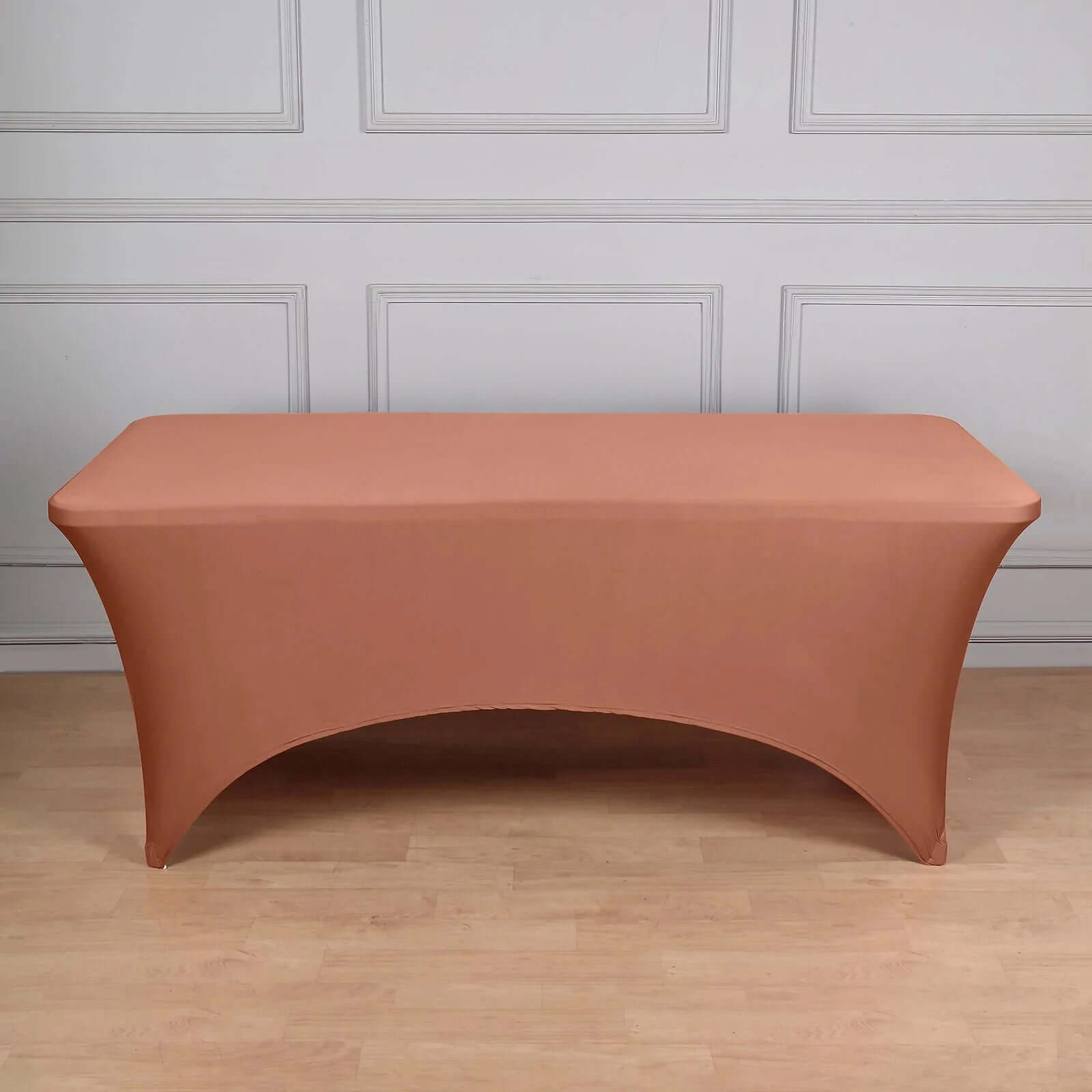 Stretch Spandex 96"x30" Rectangle Table Cover Terracotta (Rust) - Durable Form-Fitting Tablecloth