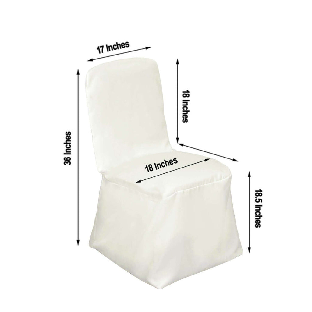 Polyester Chair Cover with Square Top for Banquet Chairs Ivory - Durable Reusable Slip-On Cover