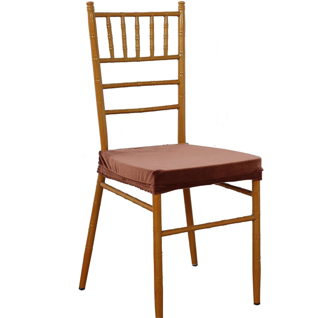 Velvet Chair Cushion Protector Stretch with Tie for Dining Chairs Copper - Durable Cover for Formal Gatherings
