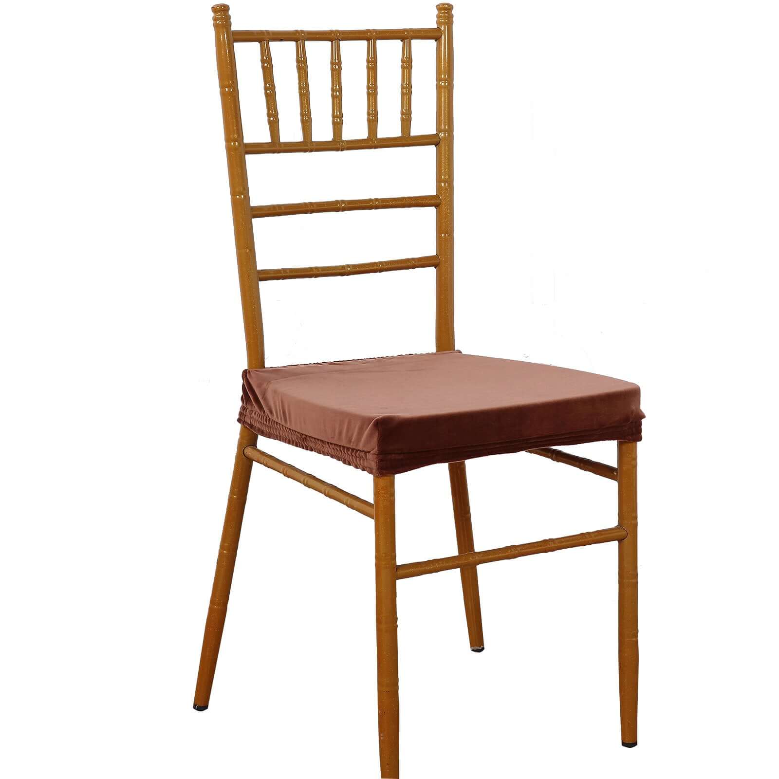 Velvet Chair Cushion Protector Stretch with Tie for Dining Chairs Copper - Durable Cover for Formal Gatherings