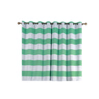 2 Pack White Mint Cabana Stripe Thermal Blackout Window Curtain Grommet Panels, Noise Canceling Curtains - 52"x64"