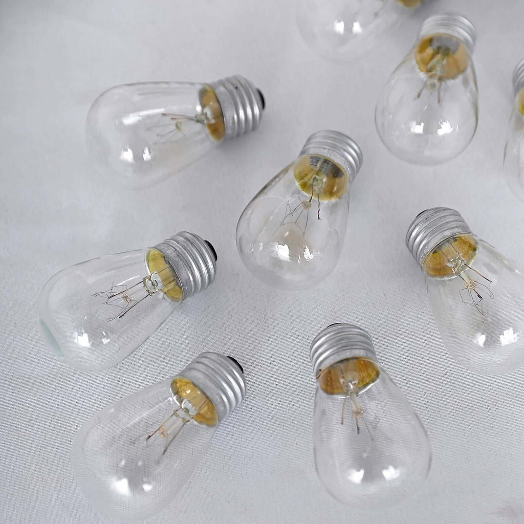 24 Pack 11W Incandescent Warm White S14 Outdoor String Light Bulbs + 1 Extra Replacement Bulb FREE