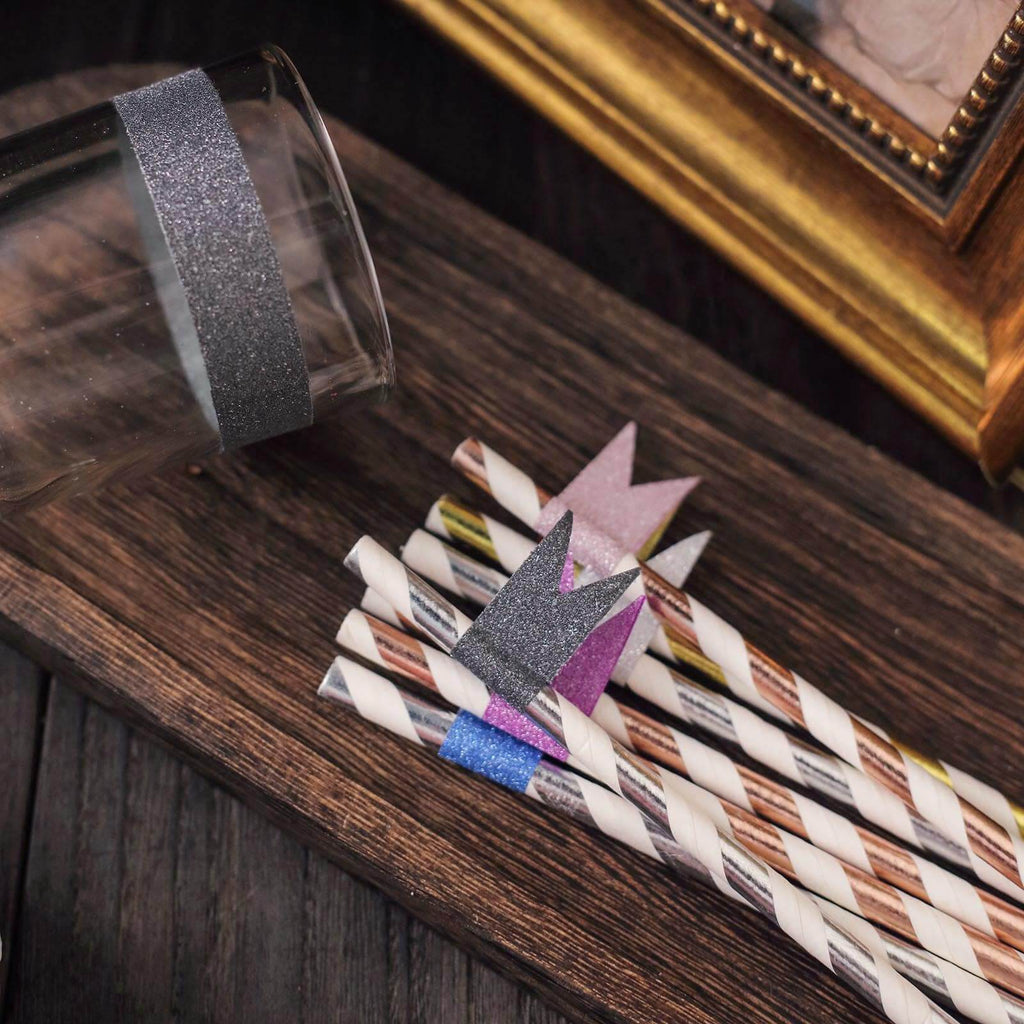 5 Pack 0.5"x5 Yards Charcoal Gray Washi DIY Craft Glitter Tape