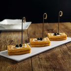 100-Pack Bamboo Cocktail Sticks Black Loop Ring Decorative Top Design - Eco Friendly Party Picks 5"