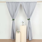 2 Pack Silver Polyester Event Curtain Drapes, 10ftx8ft Backdrop Event Panels With Rod Pockets 130 GSM