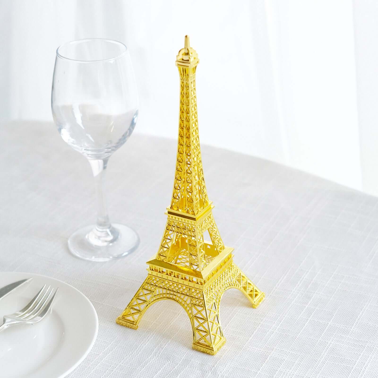 Eiffel Tower Table Centerpiece Metal Gold - Stylish Decorative Cake Topper for Parties & Gatherings 10" - NestOCart