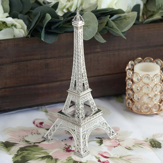 Eiffel Tower Table Centerpiece Metal Silver - Stylish Decorative Cake Topper for Parties & Gatherings 10" - NestOCart